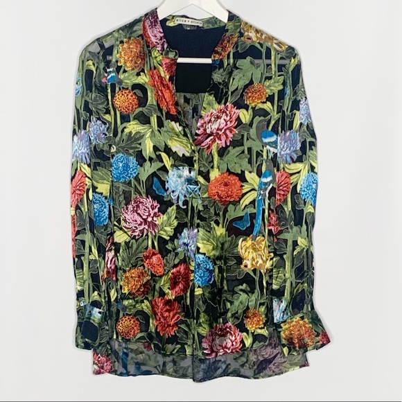 Alice + Olivia Tops - Alice + Olivia Amos Tunic in Chinoiserie Floral M